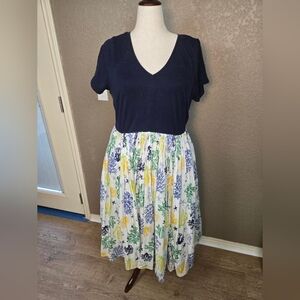 eShakti Navy Sealife Print Midi Dress 14W (6027)